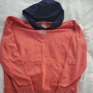 GAP Men's Orange and Navy Hoodie Sweater